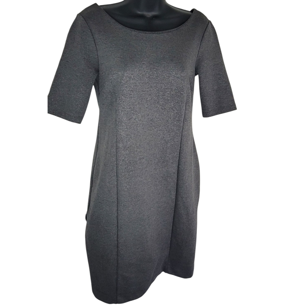 Banana Republic Shimmery Metallic Silver Gray Ponte Knit Sheath Cocktail Dress 4